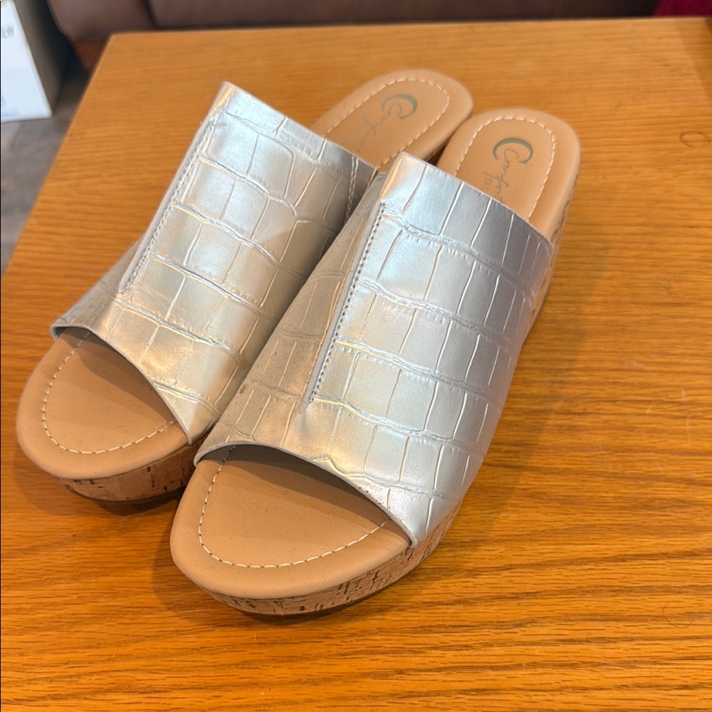Silver Slide Sandals